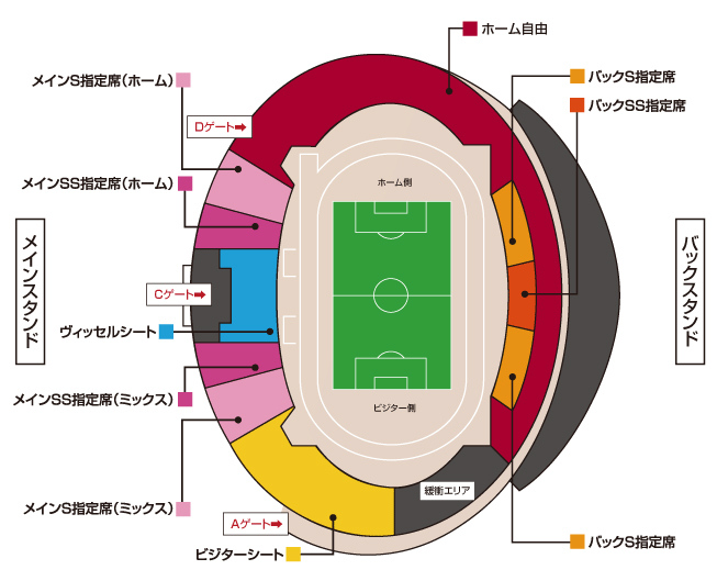 ヴィッセル神戸 チケット チケット価格 席割図